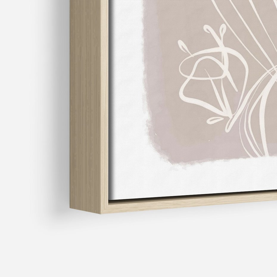 Obraz w ramie 50x70 - Pastelowe Nastroje - nowoczesny subtelny plakat, beżowy - rama drewno