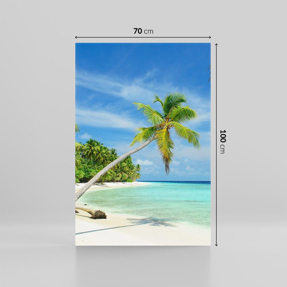 Obraz na płótnie 70x100 - Raj na Malediwach: plaża, morze i palmy - Malediwy, plaża