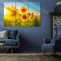 Obraz na płótnie 120x80 - kolorowe promienie - słoneczniki, kwiaty