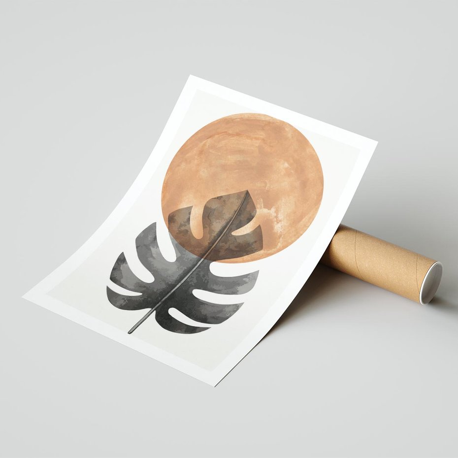 Plakat bez ramy 40x50 - Natura a Sztuka - liść monstery, czarna grafika