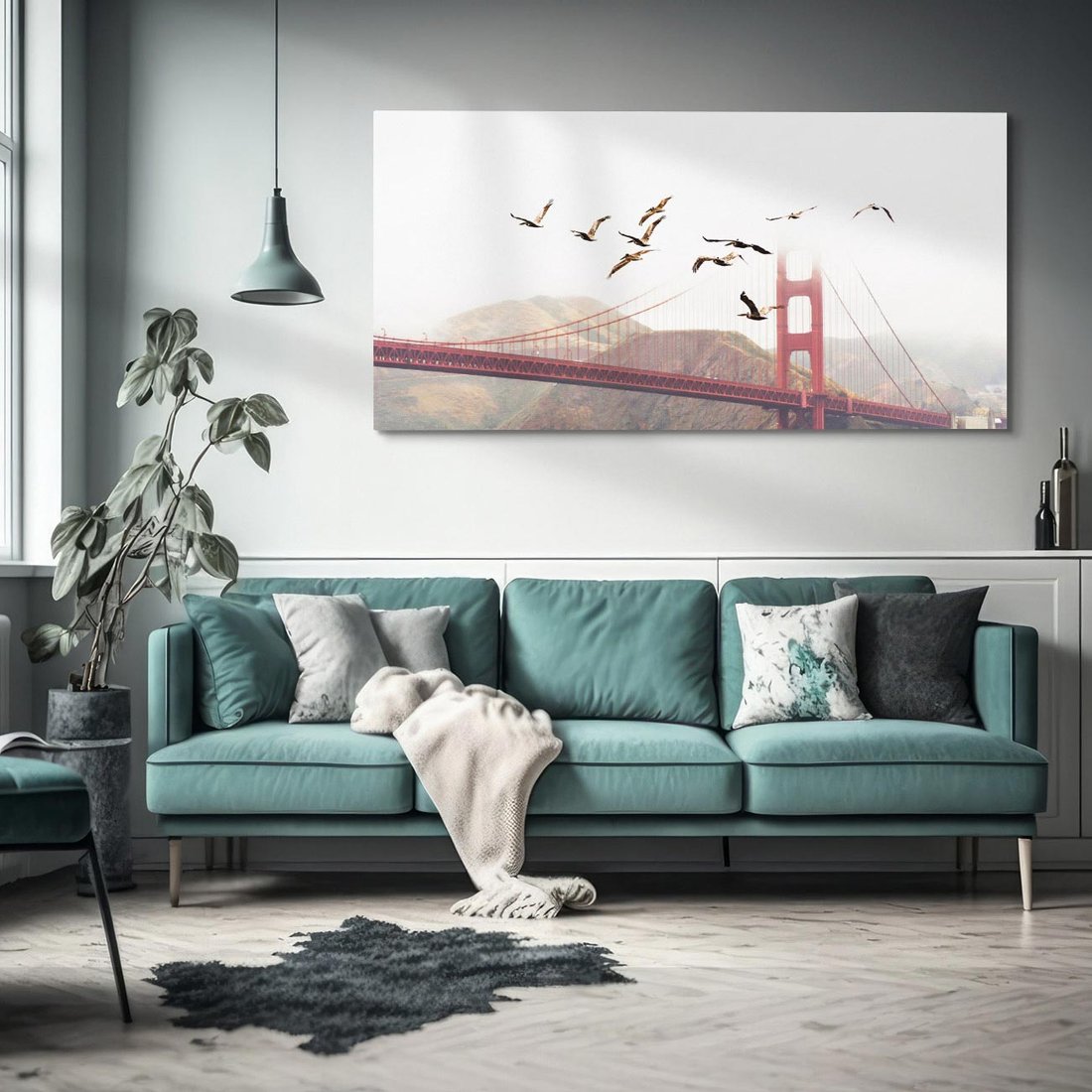 Obraz na płótnie 120x60 - Mewy przy Złotej Bramie - mewy, Golden Gate