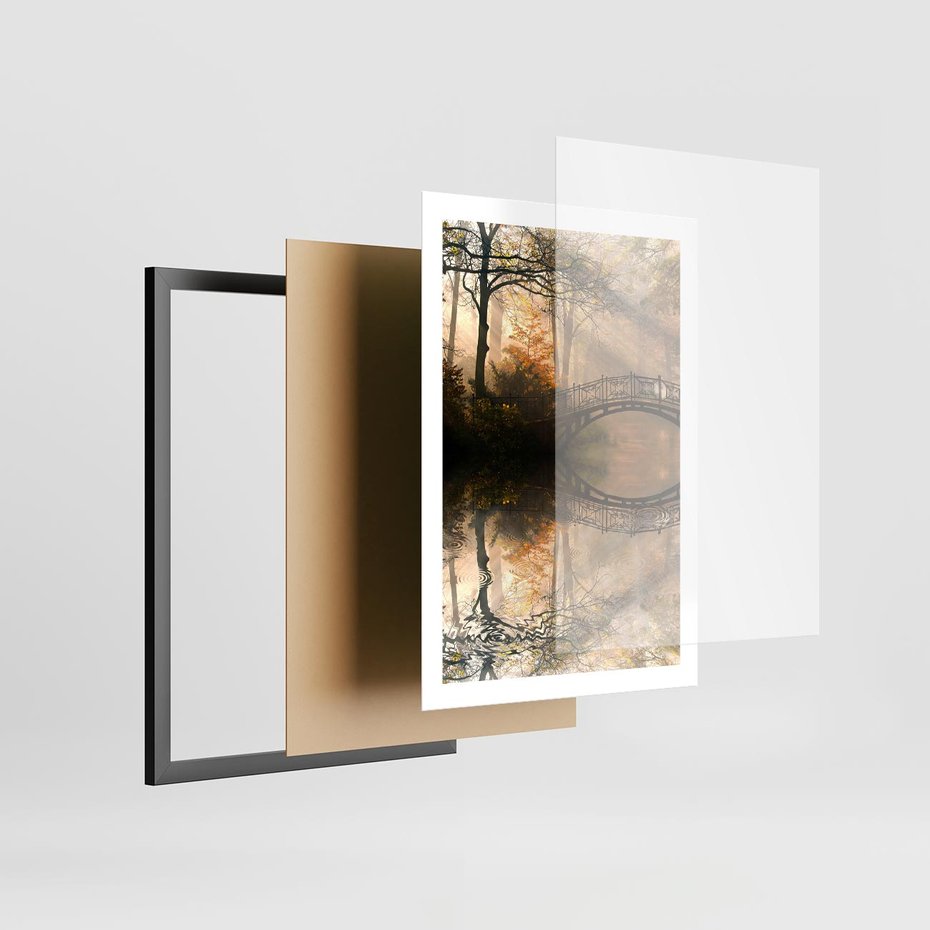 Plakat w ramie 50x70 - Romantyczny Mostek - mostek, romantyczny - rama czarna