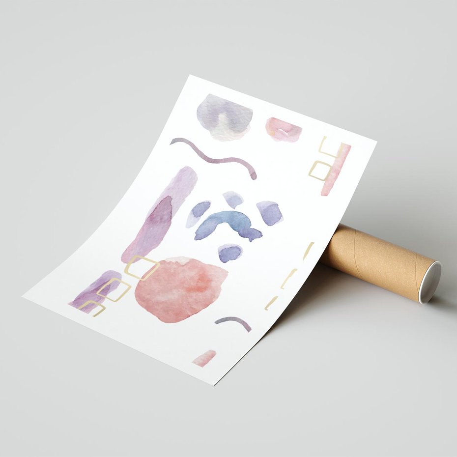 Plakat bez ramy 21x30 - Boho Widokowe Impresje - abstrakcyjny palakt, akwarelowe plamy