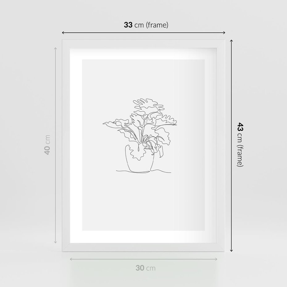 Plakat w ramie 30x40 - Rozkwitające Formy - szkic, minimalizm - rama biała