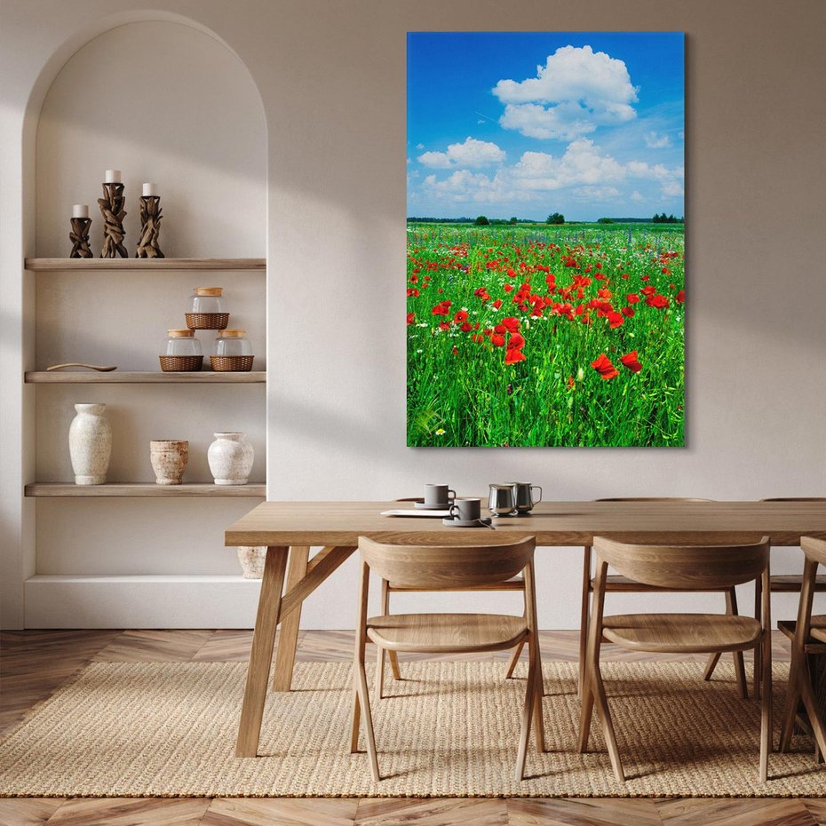 Obraz na płótnie 50x70 - Kolorowa łąka pełna maku - łąka, maki