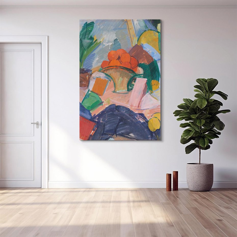 Obraz na płótnie 80x120 - "Martwa natura z pomarańczami w koszyku" Edvard Weie - Reprodukcja - reprodukcja, obraz na płótnie