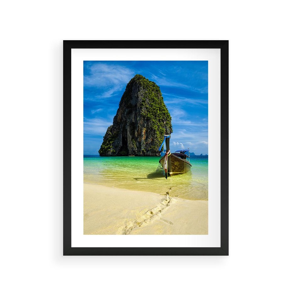 Plakat w ramie 30x40 - Łódź nad Morzem - łodź, morze - rama czarna