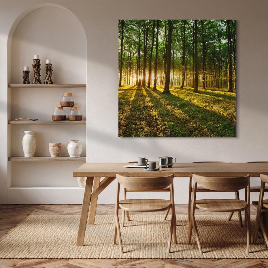 Obraz na płótnie 40x40 - Mistyfikujący urok leśnej głuszy - las, drzewa