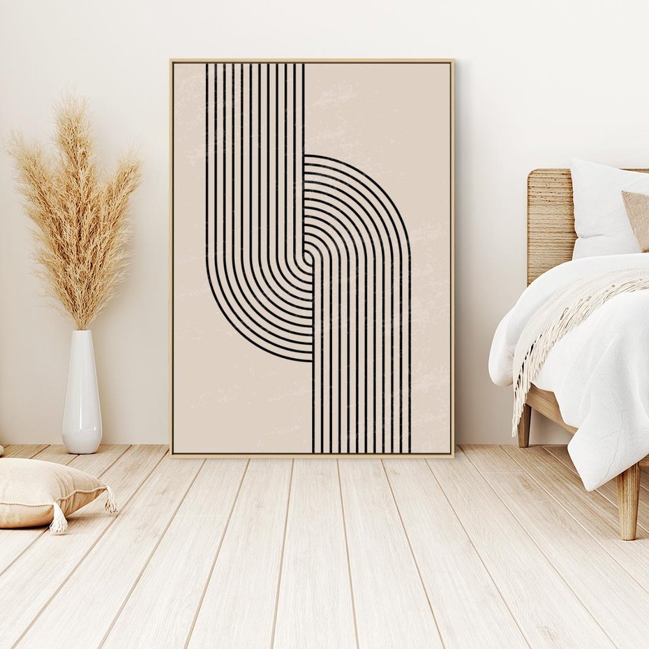 Obraz w ramie 50x70 - Puls Abstrakcji - abstrakcyjne linie, geometria - rama drewno