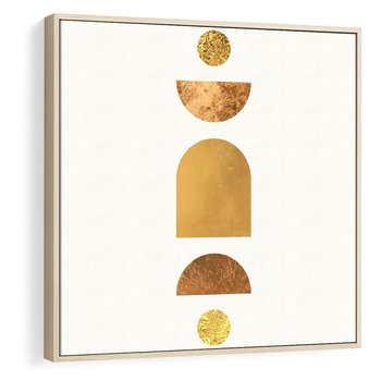 Obraz w ramie 50x50 - Abstrakcyjne Wzory - geometryczne złote kształty, tekstura - rama drewno