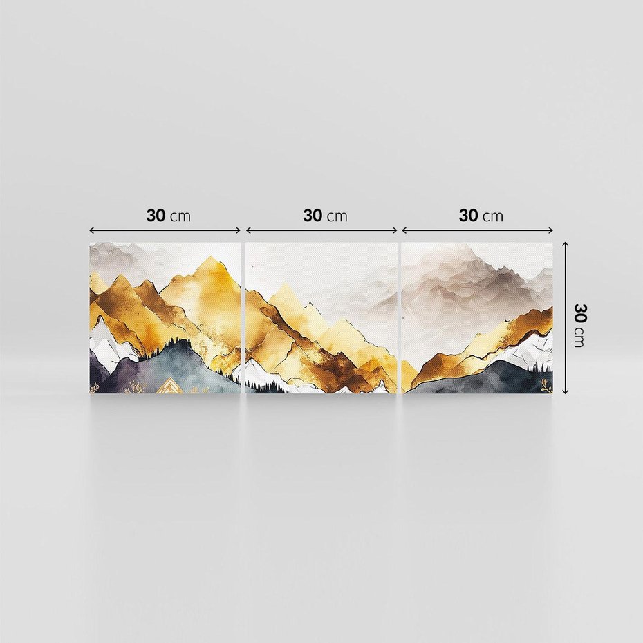 Obraz na płótnie 90x30 - Złote Góry - akwarela, graficzne góry