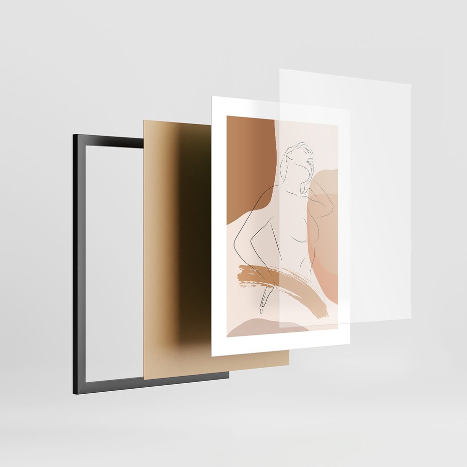 Zestaw obrazy w ramie 40x50 galeria - Kobieta, abstrakcja, one-line, nowoczesny - rama czarna