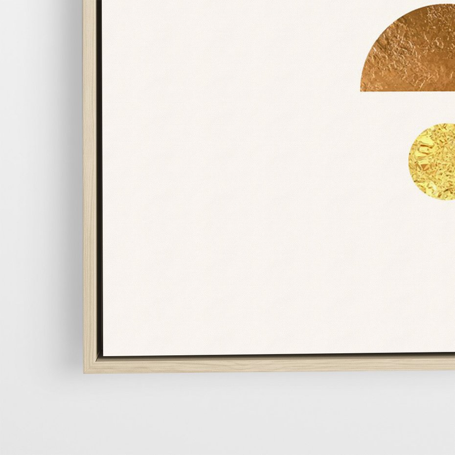 Obraz w ramie 50x70 - Abstrakcyjne Wzory - geometryczne złote kształty, tekstura - rama drewno