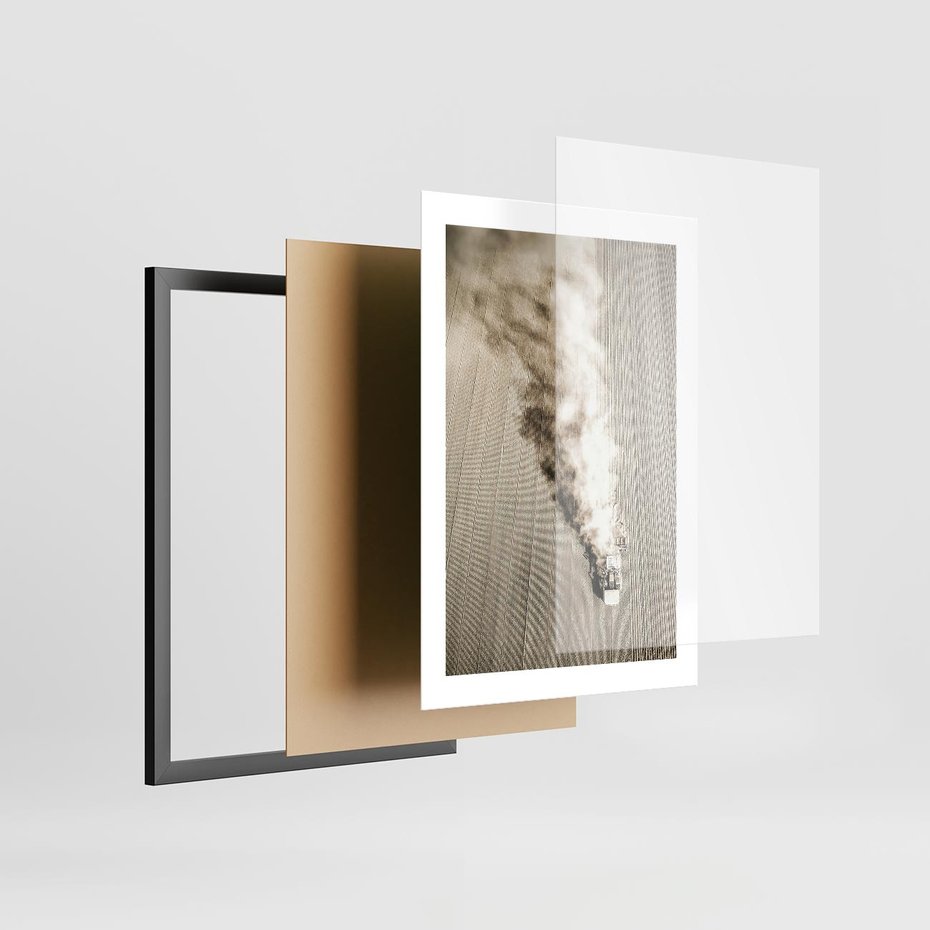 Plakat w ramie 30x40 - Żniwa na Wsi - pole, traktor na polu - rama czarna