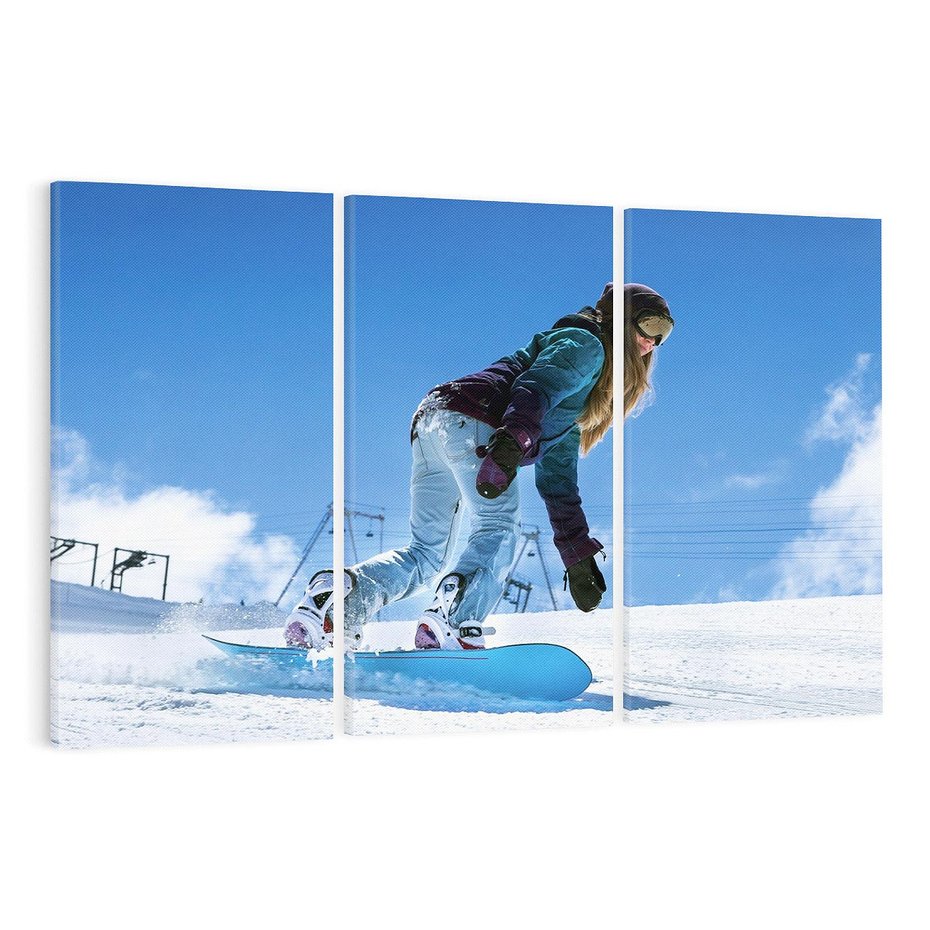 Obraz na płótnie 120x80 - Snowboard na zimowych zboczach - snowboard, zima