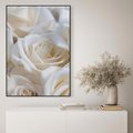 Obraz w ramie 70x100 - Białe róże piękności - białe, róże - rama czarna