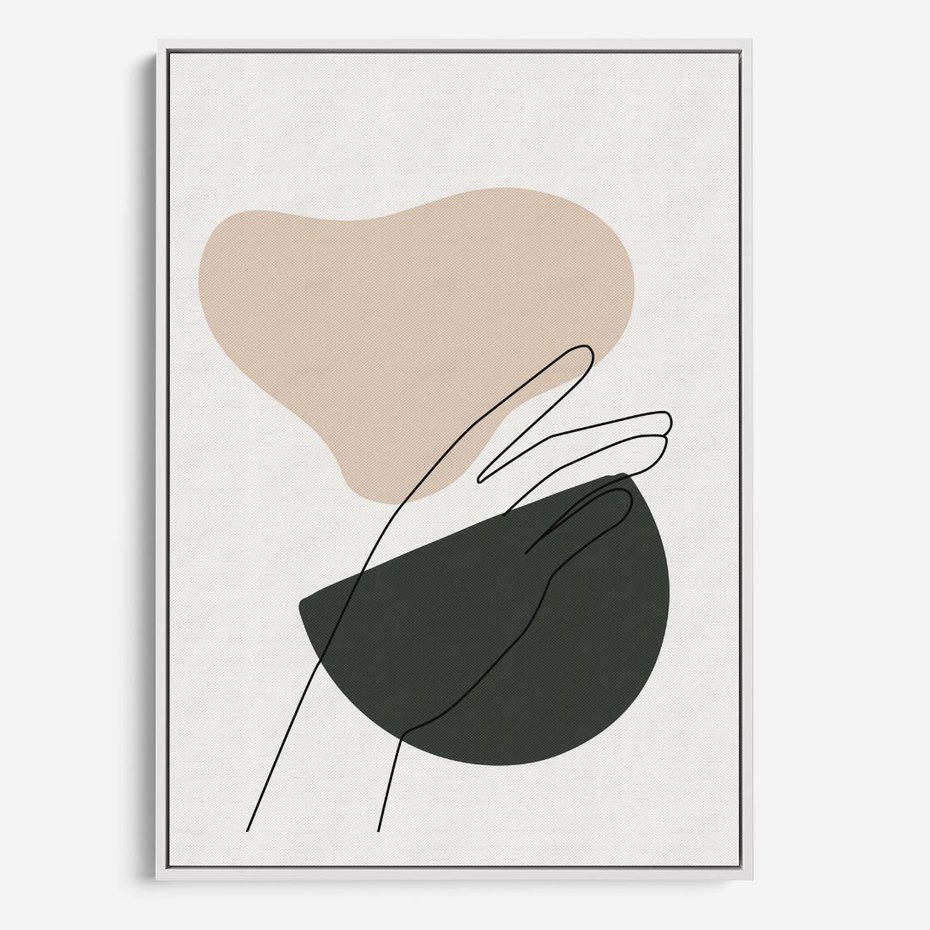 Obraz w ramie 80x120 - Rozkwitająca Opowieść - szkic jedną linią, one lone - rama biała