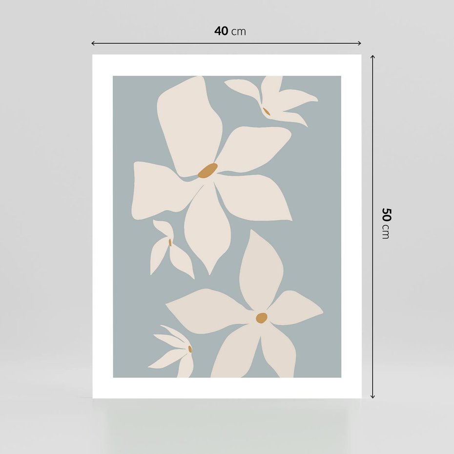 Plakat bez ramy 40x50 - Błękit Kwiatów - kwiaty, nowoczesne i minimalistyczne