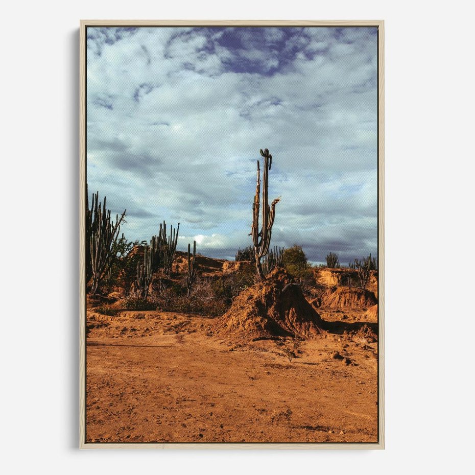 Obraz w ramie 50x70 - Skarby Pustynnego Kanionu - pustynia, kaktusy - rama drewno
