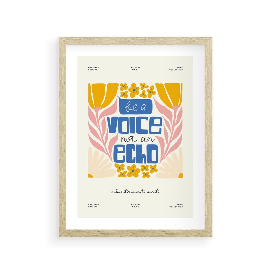 Plakat w ramie 30x40 - Złote Impulsy - typografia, kwiaty - rama drewno