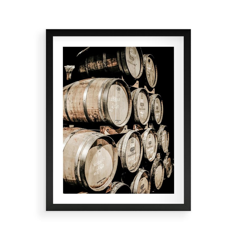 Plakat w ramie 40x50 - Tradycyjne Beczki - beczki, rustykalna fotografia - rama czarna