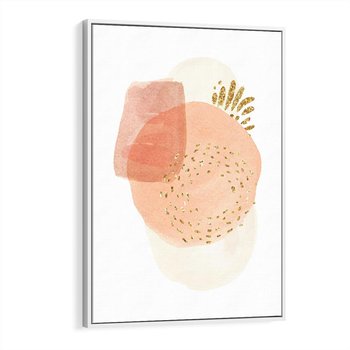 Obraz w ramie 50x70 - Migotliwe Kształty i Plamy - abstrakcyjne akwarelowe plamy, minimalizm - rama biała