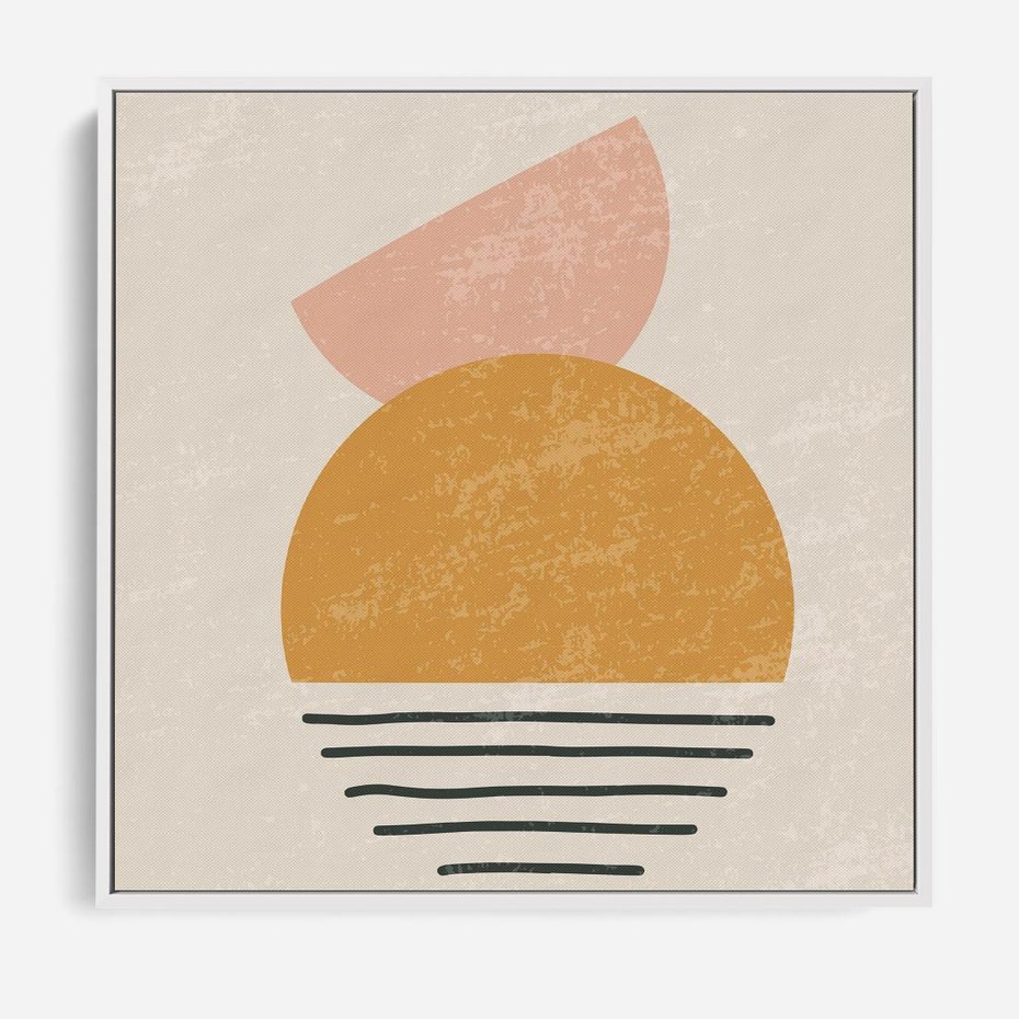 Obraz w ramie 50x50 - Krótka Forma - abstrakcyjna sztuka, boho kształty - rama biała