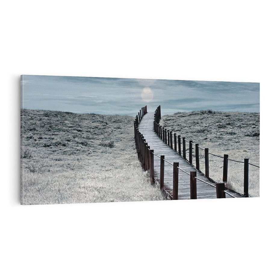 Obraz na płótnie 120x60 - Burzowy pomost na plaży - plaża, pomost