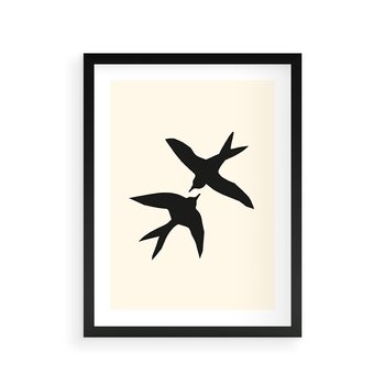 Plakat w ramie 30x40 - Kreatywne Echa - jaskółki, minimalizm - rama czarna