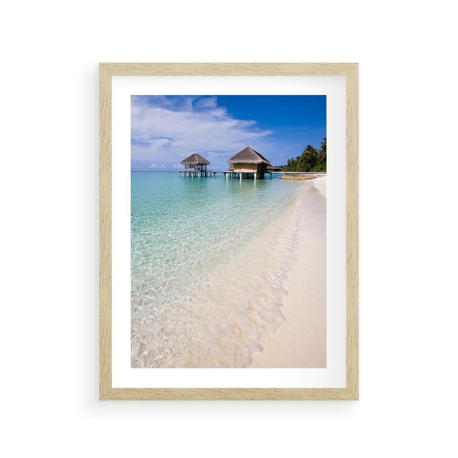 Plakat w ramie 30x40 - Rajski klimat plaży tropikalnej - plaża, tropiki - rama drewno