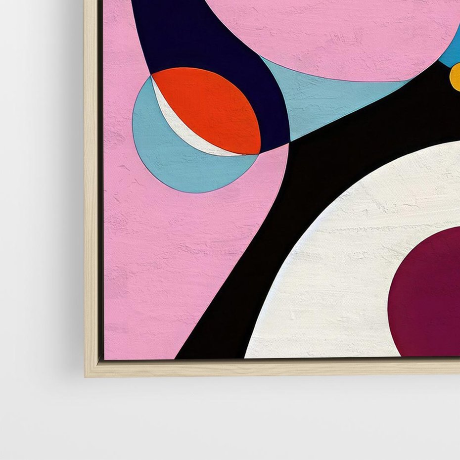 Obraz w ramie 80x80 - Kolorowe Ulotności - abstrakcyjny obraz olejny, żywe kolory - rama drewno