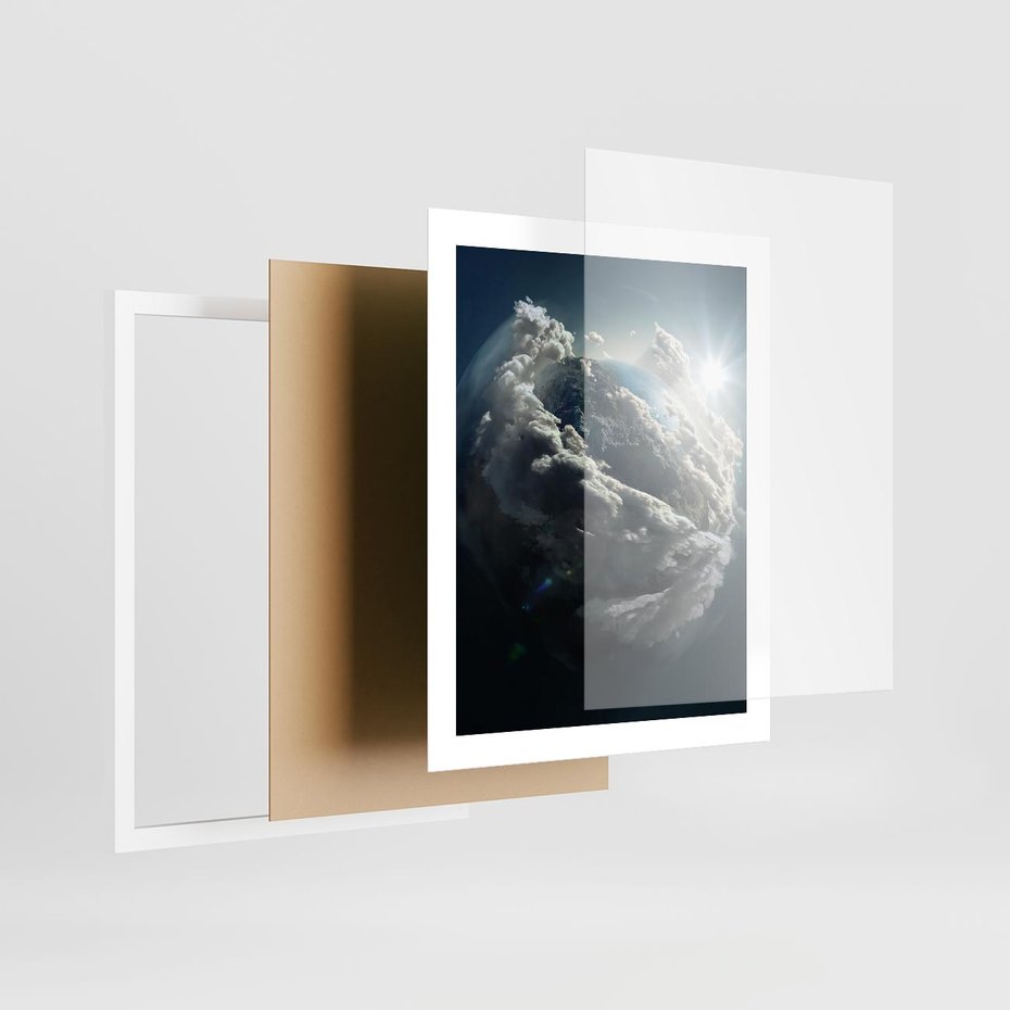 Plakat w ramie 40x50 - Chmurowa aura nad horyzontem - atmosfera, chmury - rama biała