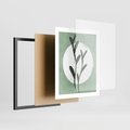 Plakat w ramie 40x50 - Kształty Zielonego Ukojenia - zielony plakat, roślinne motywy - rama czarna