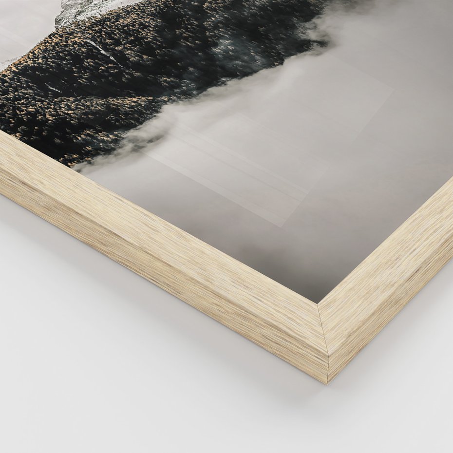 Zestaw obrazy w ramie 50x70 galeria - Rustykalna, chata, góry, mgły - rama drewno