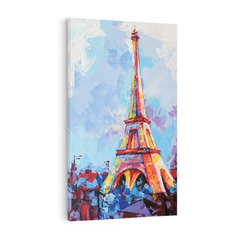 Obraz na płótnie 50x70 - Paryska Wieża - olejny abstrakcyjny obraz, wieża eiffla