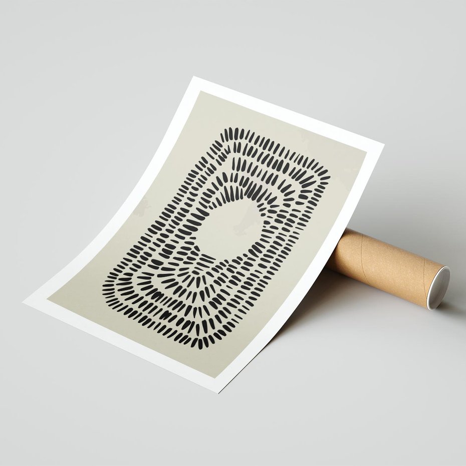 Plakat bez ramy 40x50 - Zaklęte Wnętrza - boho plakat, czarne kropki kreski