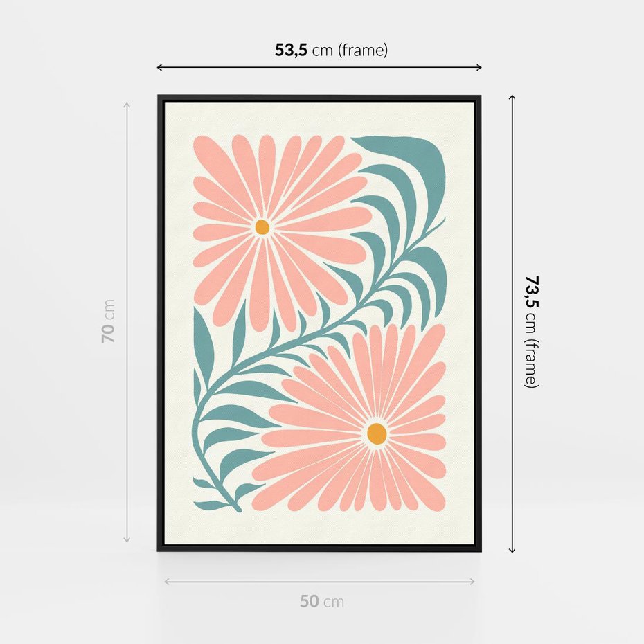 Obraz w ramie 50x70 - Kształtując Marzenia - kwiaty, sztuka nowoczesna - rama czarna