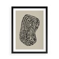 Plakat w ramie 50x70 - Nowoczesne Odbicia Wnętrza - boho plakat, czarne kropki kreski - rama czarna