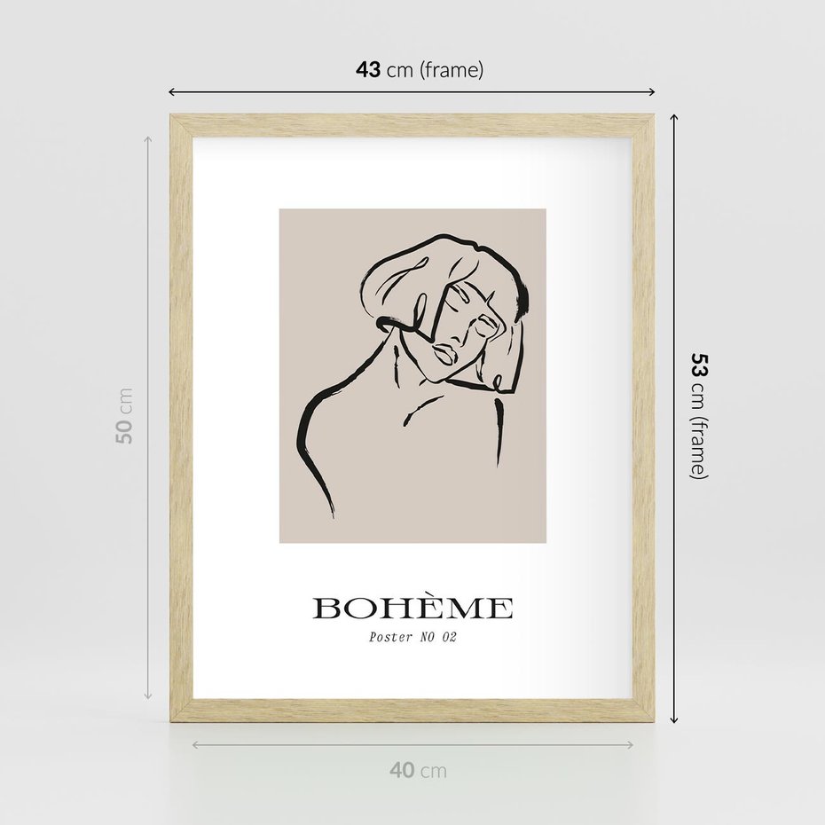 Plakat w ramie 40x50 - Echa Nieznanych Konturów - boho plakat, typografia - rama drewno