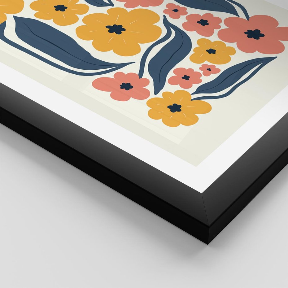 Plakat w ramie 40x50 - Pastelowe Impresje - pastelowe kwiaty, abstrakcyjna kompozycja - rama czarna