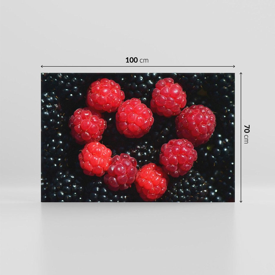 Obraz na płótnie 100x70 - Maliny Soczysta Eksplozja - maliny, owoce