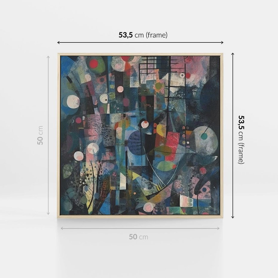 Obraz w ramie 50x50 - Rozbijając Granice Kreatywności - abstrakcyjny obraz, sztuka abstrakcji - rama drewno