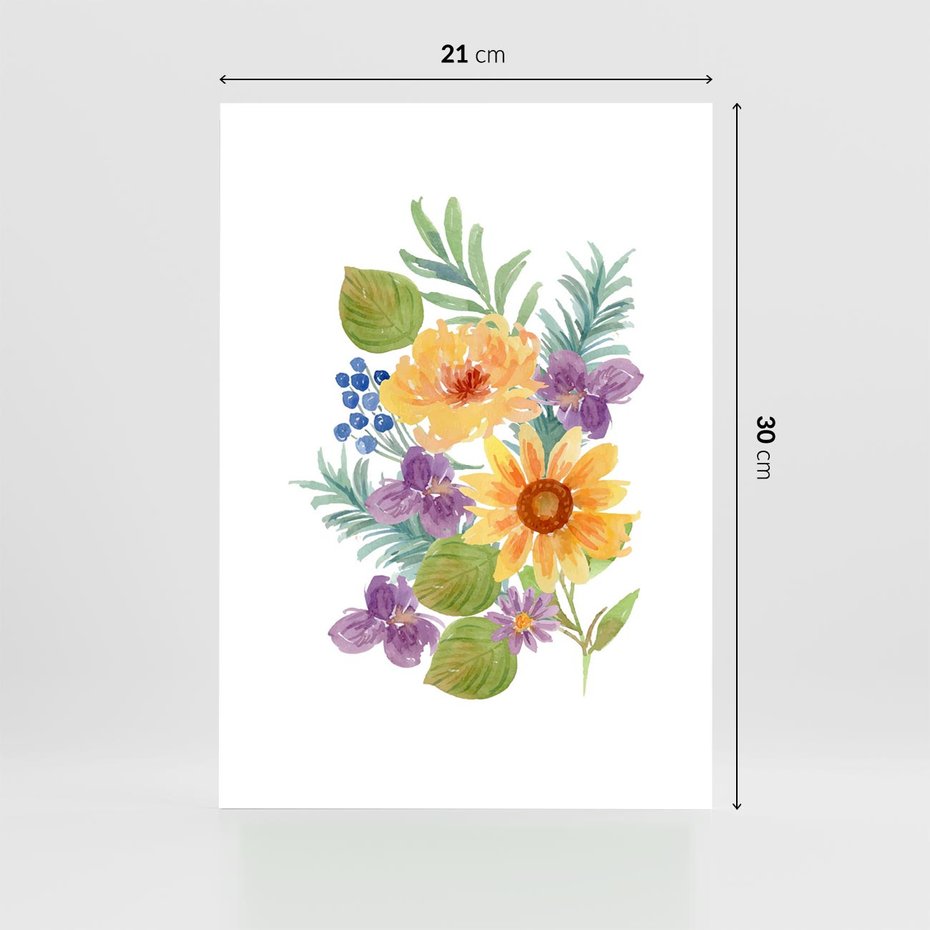 Plakat bez ramy 21x30 - Kwiatowe Inspiracje - akwarelowe polne kwiaty, minimalistyczny plakat
