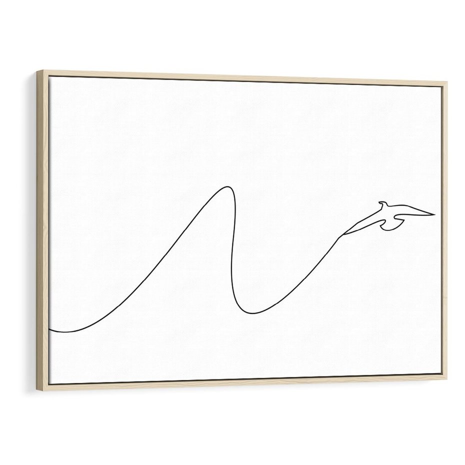 Obraz w ramie 100x70 - Ptasia Linia - ptak, jaskółka - rama drewno