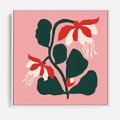 Obraz w ramie 50x50 - Migotliwa Kreatywność - abstrakcyjne kwiaty, różowe tło - rama biała
