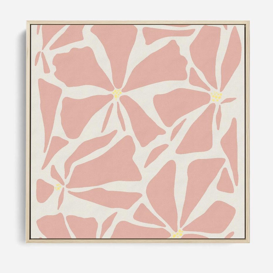 Obraz w ramie 80x80 - Akwarelowe Promienie - abstrakcyjne boho kwiaty, kompozycja - rama drewno