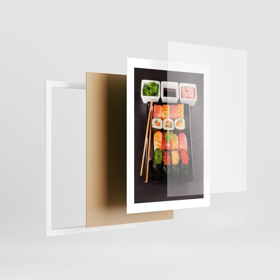 Plakat w ramie 30x40 - Kulinarne podróże do Japonii - sushi, japonia - rama biała