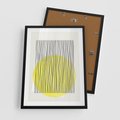 Plakat w ramie 50x70 - Ciepłe Przenikanie - geometria, żółte koło - rama czarna