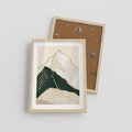 Plakat w ramie 30x40 - Minimalistyczne Góry: Złota Sztuka Natury - minimalistyczna grafika, góry - rama drewno