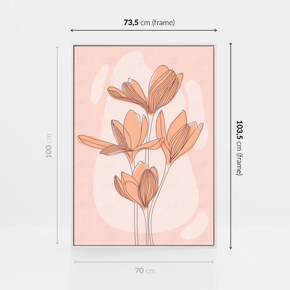 Obraz w ramie 70x100 - Przenikające Kształty - minimalistyczny plakat, pudrowe kwiaty - rama biała
